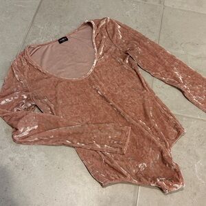 Cosabella Velvet Scoop Neck Bodysuit - Pink